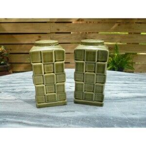 Vintage Mid Century Beswick Green Salt & Pepper Shakers England